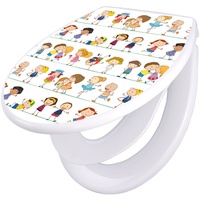 banjado Familien WC Sitz mit Absenkautomatik 37x44,5x5cm -Kinder - Klodeckel/Klobrille mit kindersitz aus hochwertigem Polypropylen - universeller ...