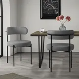 2er Set Esszimmerstühle Wohnzimmerstühle Küchenstühle Rückenlehne Stoff Grau
