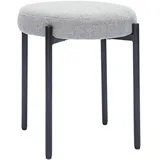 Hocker stapelbar im hellgrauen, texturierten Samtdesign mit schwarzem Metallfuß H41 cm KIKO