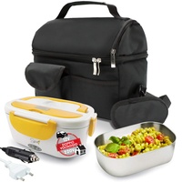 Spice Set Kühltasche mit Tragegurt + Speisewärmer Doppelspannung 220 V - 12 V Amarillo Edelstahl Plus mit 1,5 Liter Behälter aus Edelstahl