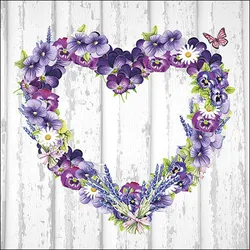 20 Servietten Papier 33x33cm 3-lagig - hochwertige Einweg Papierservietten Blumenkranz Herzmotiv Partyservietten Blumen Herz Frühling Sommer Hochzeit