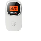 Glomc Kompaktes Mini-FM-Radio mit Hintergrundbeleuchtung, LCD-Display, tragbarer ABS-AM/FM-Empfänger, 3,5-mm-Kopfhöreranschluss für Reisen und den Außenbereich, inklusive Kopfhörer (weiß)