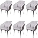 MCW Esszimmerstuhl G48 Kunstleder Samt grau 6er Set