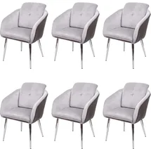MCW Esszimmerstuhl G48 Kunstleder Samt grau 6er Set