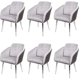 MCW Esszimmerstuhl G48 Kunstleder Samt grau 6er Set