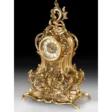 Casa Padrino Luxus Barock Tischuhr Gold 24 x H. 40 cm - Handgefertigte Bronze Uhr im Barockstil - Barock Schreibtischuhr - Barock Schreibtisch Deko... - Gold