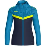 Damen Kapuzensweat Kapuzenjacke ICONIC Marine/JAKO Blau/Neongelb 42