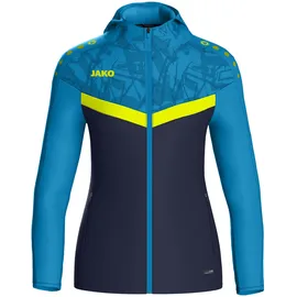 Jako Damen, Kapuzensweat Kapuzenjacke ICONIC Marine/JAKO Blau/Neongelb 42