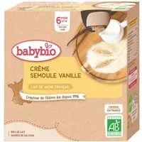 Babybio CRÈME SEMOULE VANILLE dès 6 mois Aliment 340 g