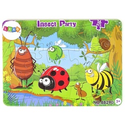 LEAN Toys Puzzle Kinder Insekten Puzzle Puzzlematte Lernen Puzzlebrett Spiel 16 Teile, Puzzleteile