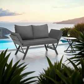 Tectake tectake® Rattan-Loungesofa, 2in1 Funktion, Dicke des Sitzpolsters 7 cm, Loungemöbel, Gartensofas