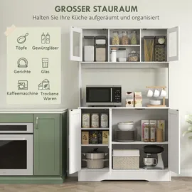 Homcom Küchenschrank Hochschrank Buffetschrank mit Arbeitsplatte 35 x 180 x 108 cm Weiß