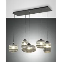 Fabas Luce Gillis 5-flg. 97,5 cm rund schwarz/rauchglas