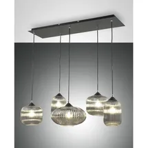 Fabas Luce Gillis 5-flg. 97,5 cm rund schwarz/rauchglas