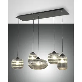 Fabas Luce Gillis 5-flg. 97,5 cm rund schwarz/rauchglas