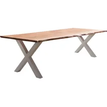 Home Affaire Esstisch HOME AFFAIRE "Manhattan", beige (natur, weiß, natur), B:220cm H:77cm T:100cm, Tische, Esstisch, mit Massivholzplatte Akazie lackiert, Baumkantentisch im Landhaus Stil