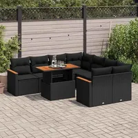 vidaXL Garten-Lounge-Set 9-tlg. schwarz
