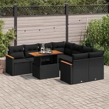 vidaXL Garten-Lounge-Set 9-tlg. schwarz