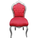 Casa Padrino Barock Esszimmer Stuhl Rot/Silber ohne Armlehnen