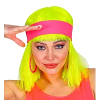 80er Jahre Neon Stirnband 80`s Trash Kostüm-Zubehör Aerobic Gymnastik Sport, Farbe:Pink