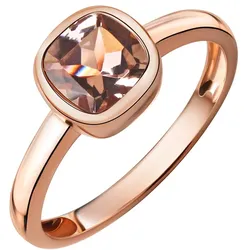 Fingerring VIVANCE "585/- Rotgold glanz Morganit" Gr. 18, rot (rot, rosa), Fingerringe, Damen, 018 (57,0), Gold