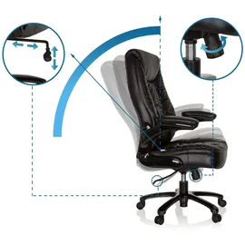 HJH Office XXL Drehstuhl INSTRUCTOR III Kunstleder Schwarz Bürostuhl bis 220kg belastbar, Armlehnen klappbar