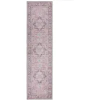 KADIMA DESIGN Maschinenwaschbarer Traditioneller Vintage-Teppich aus recycelten Fasern, rutschfest - "Hald". Farbe: Rosa, 60x230 cm Kadima Design