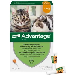 Advantage 40 mg für kleine Katzen und kleine Zierkaninchen 4X0.4 ml Lösung