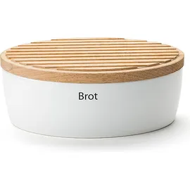 Continenta Brottopf mit Holzdeckel oval 36 cm weiß