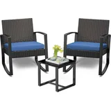 luxuskollektion Rattan Balkonmöbel Set 3-teilig für Balkon Terrasse