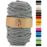 Netuno 1x Makramee-Garn Dunkelgrau 9 mm 50 m Makramee Kordel Baumwolle mit Polyesterkern Baumwollkordel Schnur Bastelgarn farbig für Dekoration Wandbehang Blumenampel Cotton Cord Macrame