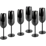 Echtwerk Champagnerglas, Edelstahl, Unzerbrechliche Gläser, Partygläser für Hochzeit/Geburtstag/Picknick, Geschenkset, 6-tlg, 250 ml, Black-Edition