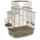 Premium XXL Vogelkäfig in edlen Mokka für Wellensittiche Kanarien Freisitz Gratis Badehaus und viel Zubehör