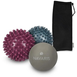 Navaris Stoffball 3x Massageball Set – 2x Igelball, 1x Lacrosse Ball – Fitnessball rosa