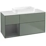 Villeroy & Boch Finion Waschtischunterschrank F701GKGM 120x60,3x50,1cm, Regal links Anthracite matt, Olive Matt Lacquer