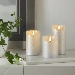 LED Kerzenset FLAMME - Rustik-Optik - Echtwachs - 3D Flamme - 3 Größen - Timer -...