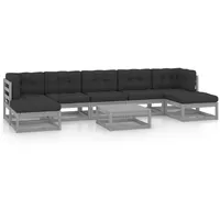 vidaXL 8-tlg Garten-Lounge-Set mit Kissen Grau Kiefer Massivholz Modell 7