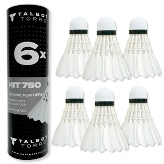 Talbot Torro Talbot-Torro 479082 - Badmintonball HIT 750, Naturfederball, 6er-Set, Speed 77, für Freizeit+Training+Verein
