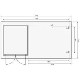 Karibu Bastrup 4 6,19 x 2,97 x 2,2 m natur inkl. 4 m Anbau und Rückwand