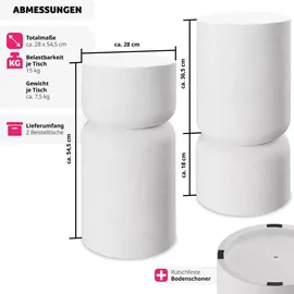 Tectake tectake® 2er Set Beistelltisch Amine, Chubby-Design, wetterfest, 28 x 54,5 cm