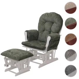 Mendler Relaxsessel HWC-C76 Chenille 52 x 0 x 0 cm Grün mit Hocker