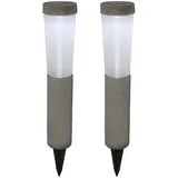 GLOBO 2er Set LED Solarleuchten, Steinoptik, Erdspieß, H 45,6 cm