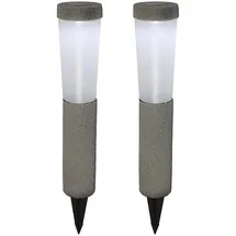 GLOBO 2er Set LED Solarleuchten, Steinoptik, Erdspieß, H 45,6 cm