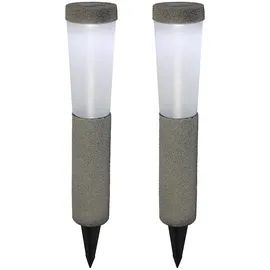 GLOBO 2er Set LED Solarleuchten, Steinoptik, Erdspieß, H 45,6 cm