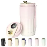 Homealexa Kaffeebecher to go Digitalanzeige Thermosflaschen 410ml 316 Edelstahl Travel Mug Isolierter Vakuum Thermobecher auslaufsicher mit Deckel für Kaffee