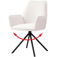 Esszimmerstuhl HWC-G67, Küchenstuhl Stuhl mit Armlehne, drehbar Auto-Position, Samt creme-beige, Beine schwarz