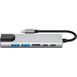 TECH-PROTECT HB02 6in1 USB-C HUB Adapter USB2.0 USB3.0 HDMI 4K 30Hz + RJ45 + PD100W Grau