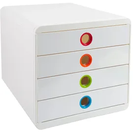 Exacompta Schubladenbox Pop-Box 27,8 x 34,7 x 26,7 cm 4-tlg. weiß