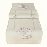 texpot Tischdecke mit Stickerei Blüte mit Hohlsaum Frühling Sommer (1-tlg) grau Rechteckig | 40 cm x 140 cm