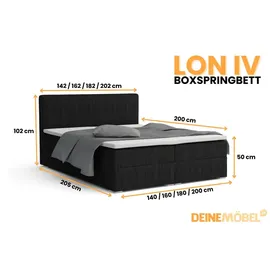 dein schlaf 24 BOXBETT LON IV 160/200 in Cord Schwarz H3 - Schwarz